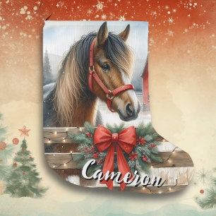 Söt Horse Personlig Stor Julstrumpa