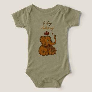 Söt höst-baby elefant med höstlöv Bebis T Shirt