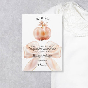 Söt höst Bow Little Pumpkin Baby Shower Tack Kort