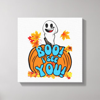 Söt höst Halloween spöke Boo! Jag ser dig! Klister Canvastryck