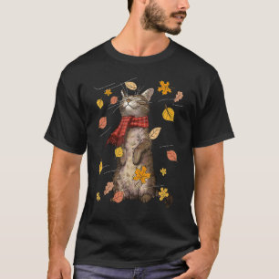 Söt höst katt höst bris kattunge kitty katt t shirt