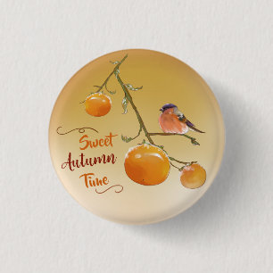 Söt höst Orange Persimmon Fruits & Bird Knapp