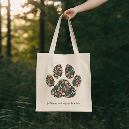 Söt höst tass tryck Totebag för hundälskare Tygkasse