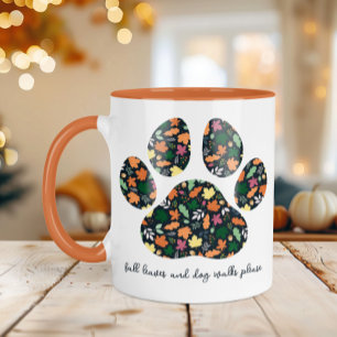 Söt höst tass tryckt kaffekopp för hundälskare