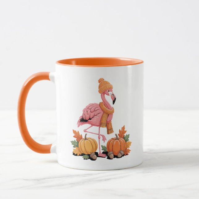 Söt höstflamingo mössa halsduk pumpor mugg (Vänster)