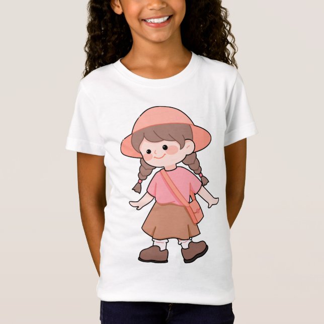 Söt höstflickillustration t shirt (Framsida)