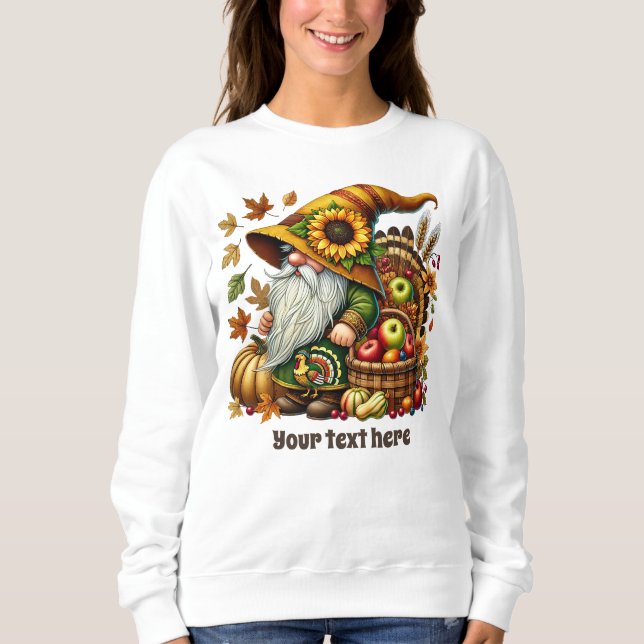 Söt höstgnom med text  t shirt (Framsida)