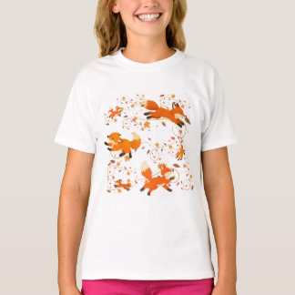 Söt höstig rävmönstrad t-shirt med genomgående try
