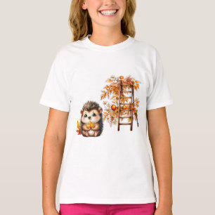 Söt höstiggelkott med skördstegelillustration t shirt