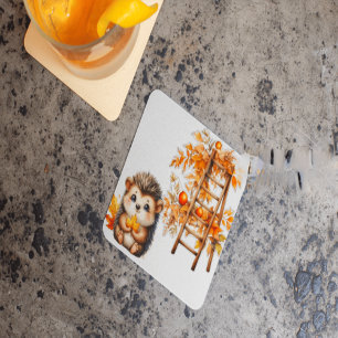 Söt höstiggelkott med skördstegelillustration underlägg papper kvadrat