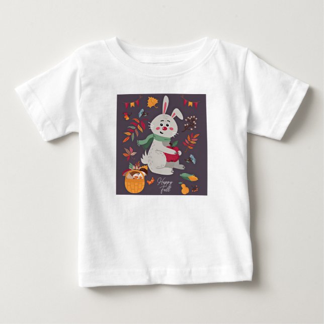 Söt höstkanin med anpassad text  t shirt (Framsida)