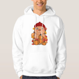Söt höstkapybara med pumpor och röd baret hoodie
