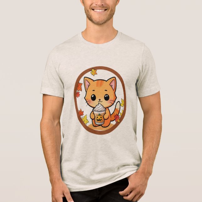 Söt höstkatt med pumpa T-shirt (Framsida)