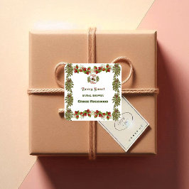 Söt höstlövhöst Bär Söt Bröllopsdusch Fyrkantigt Klistermärke