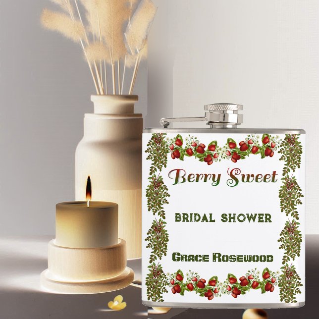 Söt höstlövhöst Bär Söt Bröllopsskal Fickplunta (Cute Fall Foliage Autumn Berry Sweet Bridal Shower Flask)