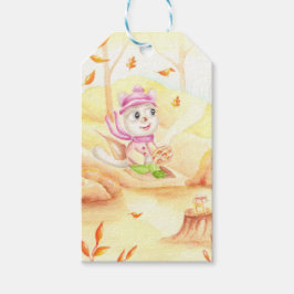 Söt höstpromenad i skogen presentetikett