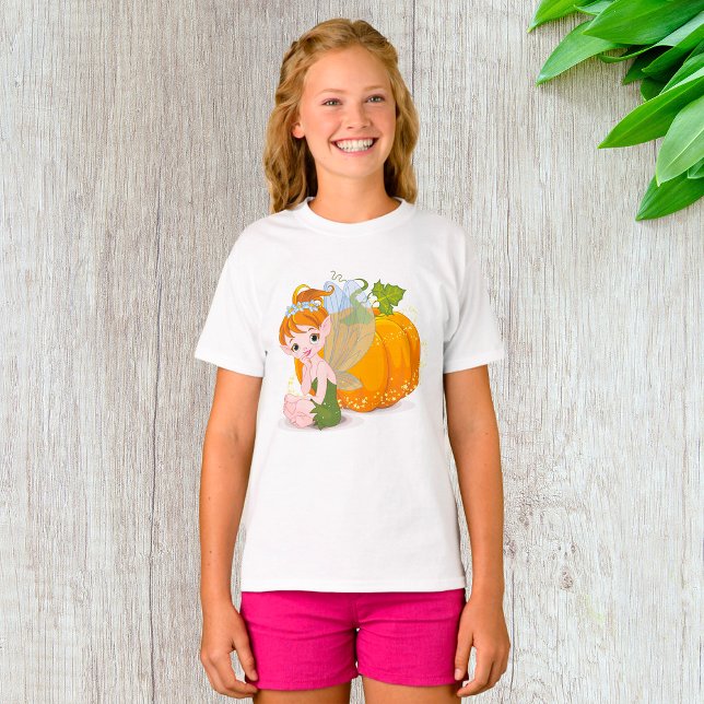 Söt hösträdgårdsälva med magisk pumpa t shirt (Skapare uppladdad)