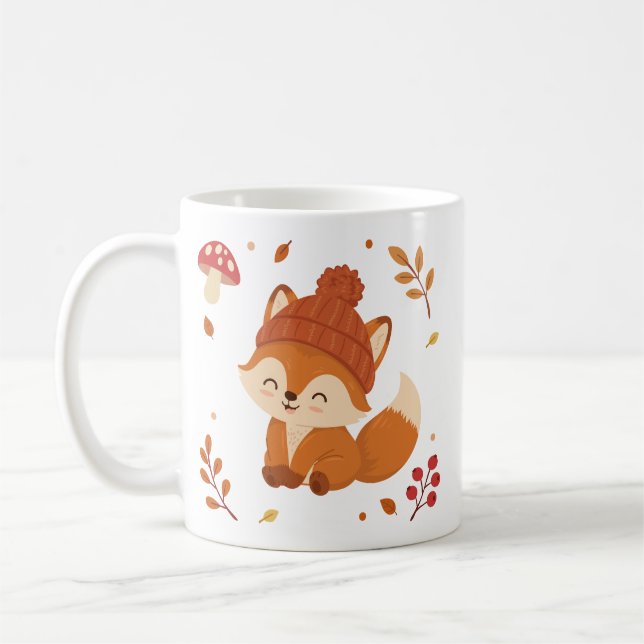 Söt hösträv akvarell kaffe kaffemugg (Vänster)
