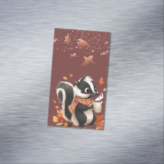 Söt höstskunk vikbar visitkort - Mysig höst Magnetiska Visitkort