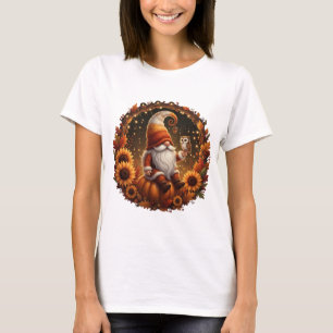 Söt hösttomte på pumpa med uggla t shirt