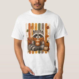 Söt hösttvättbjörnskaffetröja | Mysig höst T Shirt