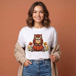 Söt höstuggla på pumpa Thanksgiving Höst T Shirt
