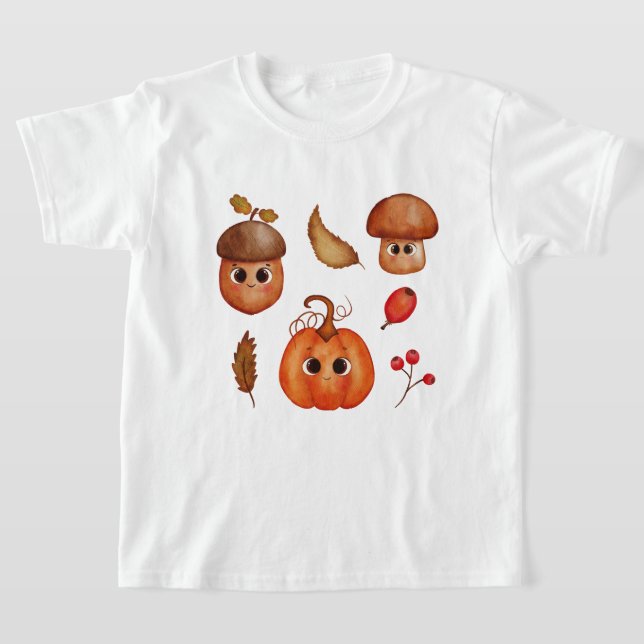 Söt höstvänlig barn-t-shirt | Kawaii höst  T Shirt (Laydown)