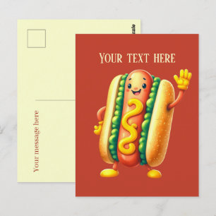 Söt hotdog älskare lägg till text vykort