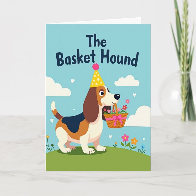 Söt Hound Blommig Kort (Framsida)