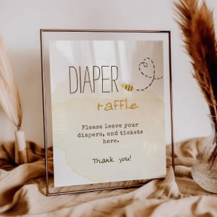 Söt Humla Baby Shower Diaper Raffle Poster