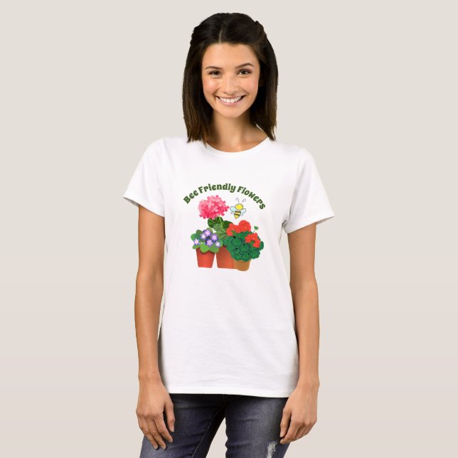 Söt humla botanisk rundhalsad t-shirt (Hel framsida)