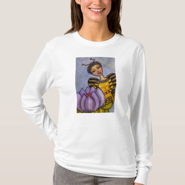 Söt Humla Fairy Lila Flower T Shirt (Framsida)