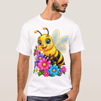 Söt humla & färgglada blommor – Bedårande bi T Shirt