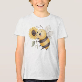 Söt humla med solrosillustration t shirt