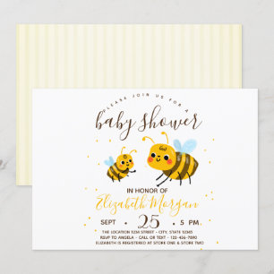 Söt Humla, Randig Baby Shower Inbjudningar