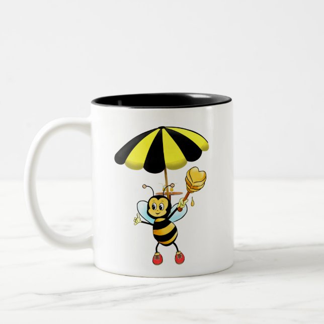 Söt humla tvåtons kaffemugg (Vänster)