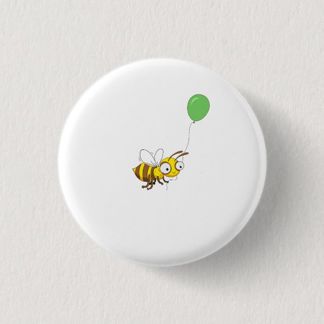 Söt humlebadge, nål, knapp med ballong (Framsida)