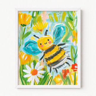 Söt humlebileillustration poster