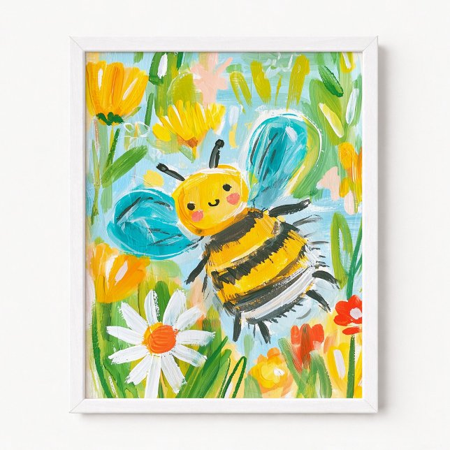 Söt humlebileillustration poster (Cute Bumblebee Illustration Poster)