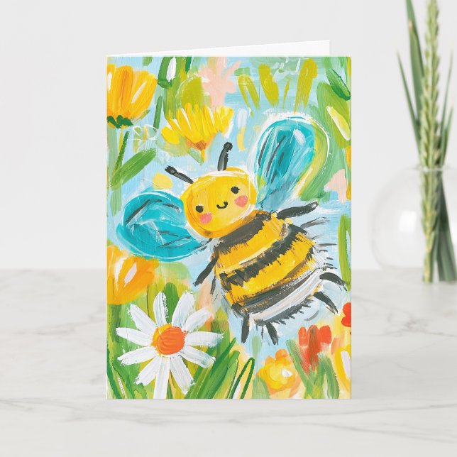 Söt humlebileillustration tack kort (Framsida)