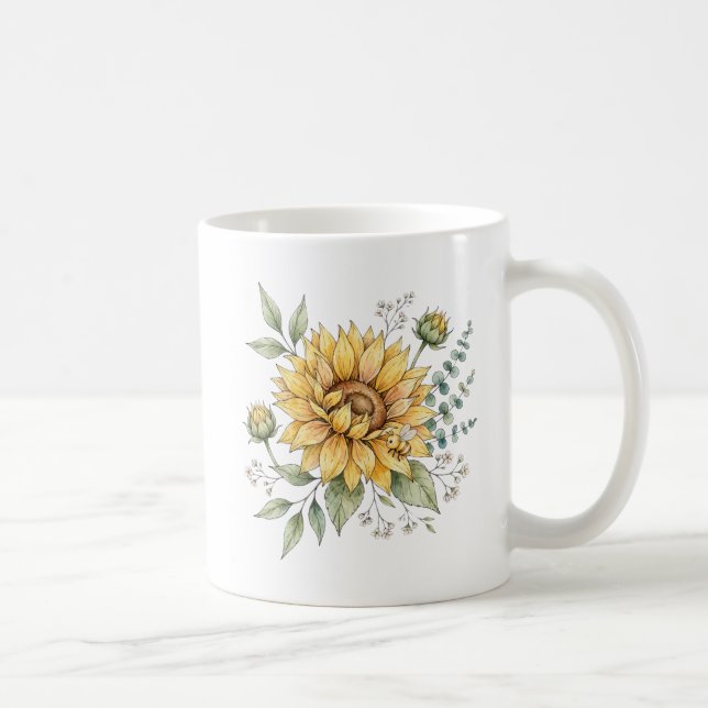 Söt humlebivattensolros trädgårdsmugg kaffemugg (Höger)