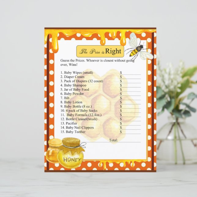Söt Humlebivemål Baby Shower Priset är Rätt Spel (Stående Fram)