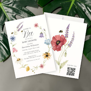 Söt Humleblomma Mamma till Bli Bebis Babyshower QR Inbjudningar