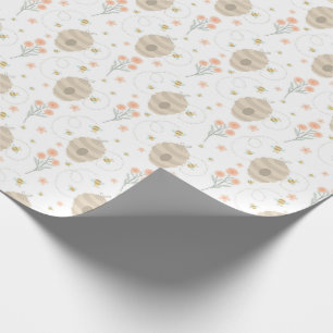 Söt humlor och blommor presentpapper