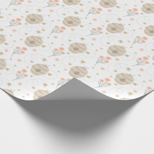 Söt humlor och blommor presentpapper (Hörn)