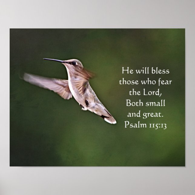 Söt Hummingbird Bible Verse Art Skriv ut Poster (Framsidan)