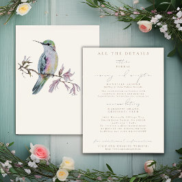 Söt Hummingbird Bröllop - djurutrymmeskort Inbjudningar