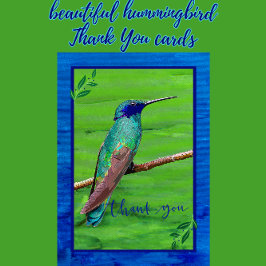Söt Hummingbird Framed in Grönt and Blue Tack Kort
