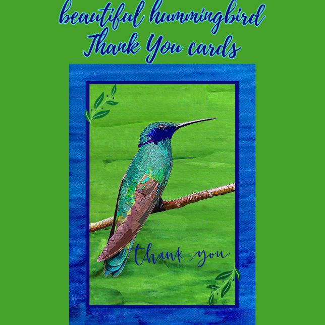 Söt Hummingbird Framed in Grönt and Blue Tack Kort (Skapare uppladdad)