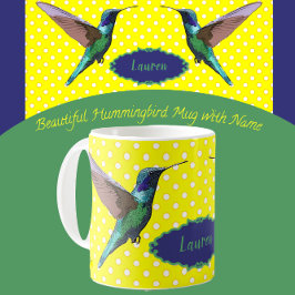 Söt Hummingbird med Gult Polka dots Kaffemugg